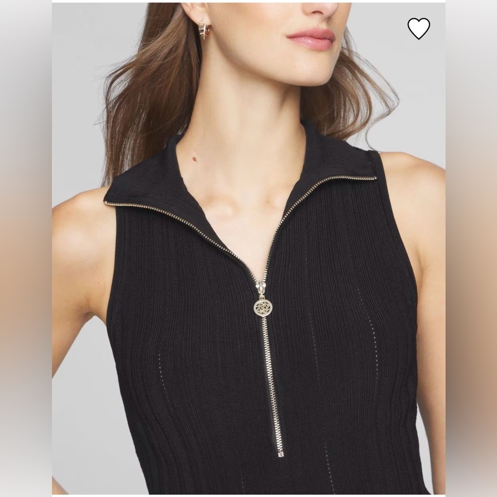 WHBM Half Zip Rib Halter Sweater Tank